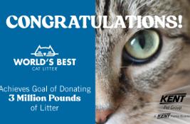 World's Best Cat Litter Achieves Goal of Donating 3 Million Pounds of Litter